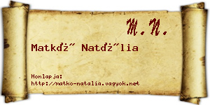 Matkó Natália névjegykártya